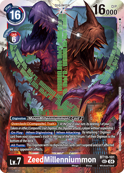 (BT19-101) Digimon TCG Special Booster Ver 2.0 Single: ZeedMillenniummon (BT19-101) (V.1)  Secret Rare