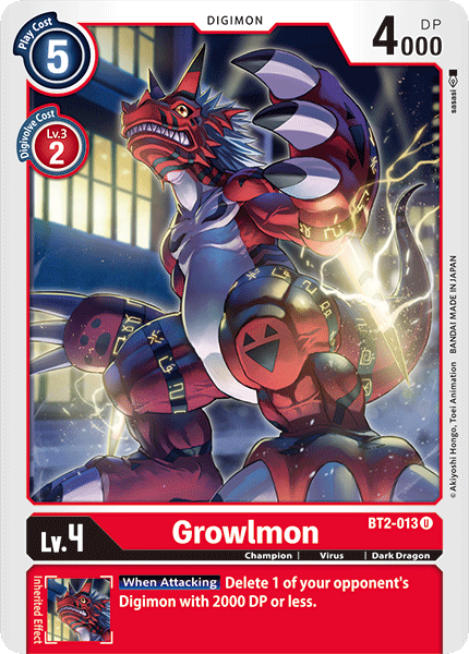 (BT2-013) Digimon TCG Release Special Booster v1.0 Single: Growlmon (BT2-013)  Uncommon