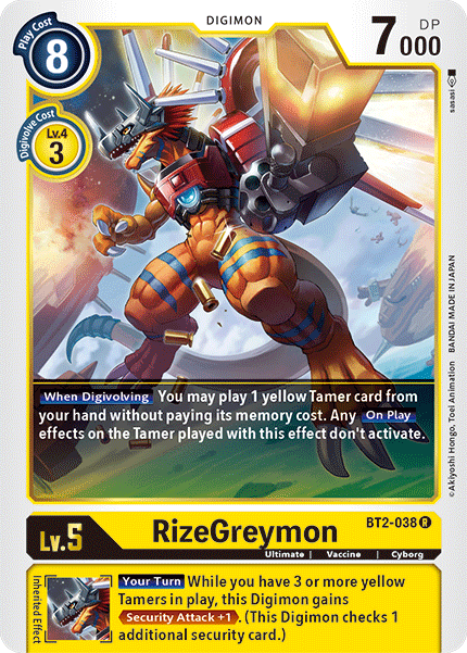 (BT2-038) Digimon TCG Release Special Booster v1.5 Single: RizeGreymon (BT2-038)  Rare