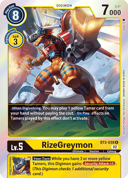 (BT2-038) Digimon TCG Resurgence Booster Single: RizeGreymon (BT2-038)  Rare