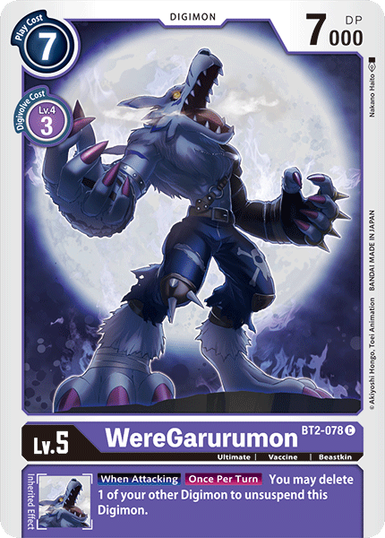 (BT2-078) Digimon TCG Release Special Booster v1.0 Single: WereGarurumon (BT2-078)  Common