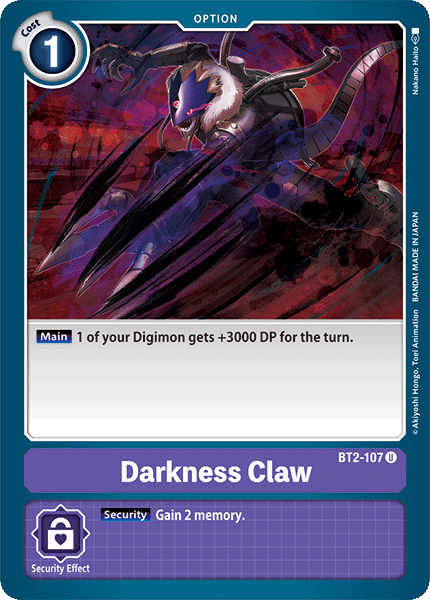(BT2-107) Digimon TCG Release Special Booster v1.0 Single: Darkness Claw (BT2-107)  Uncommon