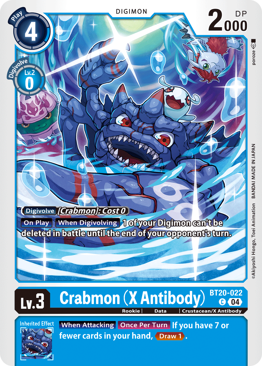 (022) Digimon TCG Special Booster Ver 2.5 Single: Crabmon (X Antibody) (BT20-022)  Common