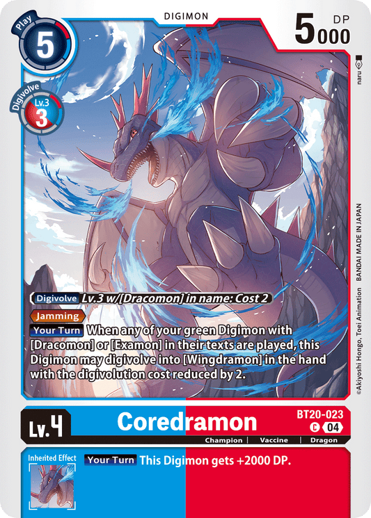 (023) Digimon TCG Special Booster Ver 2.5 Single: Coredramon (BT20-023)  Common