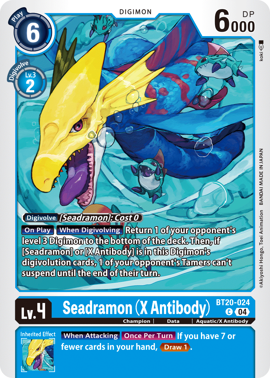(024) Digimon TCG Special Booster Ver 2.5 Single: Seadramon (X Antibody) (BT20-024)  Common