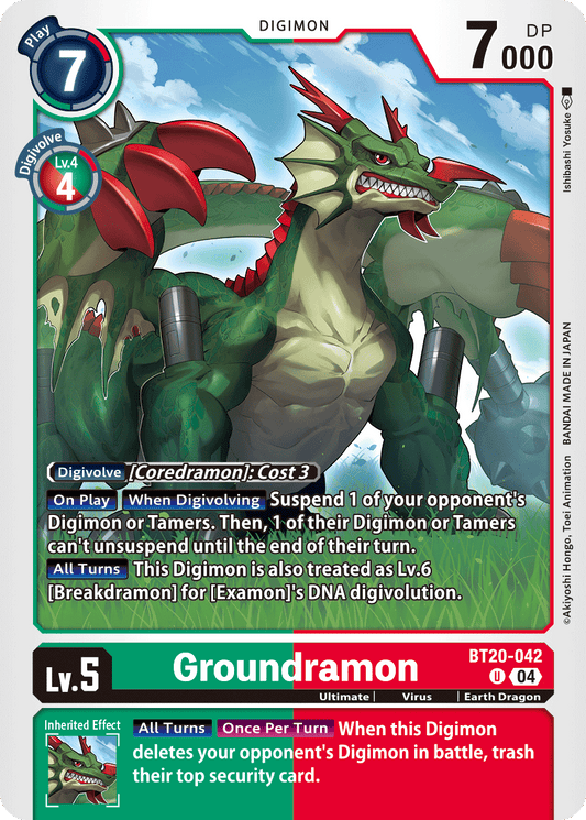 (042) Digimon TCG Special Booster Ver 2.5 Single: Groundramon (BT20-042)  Uncommon