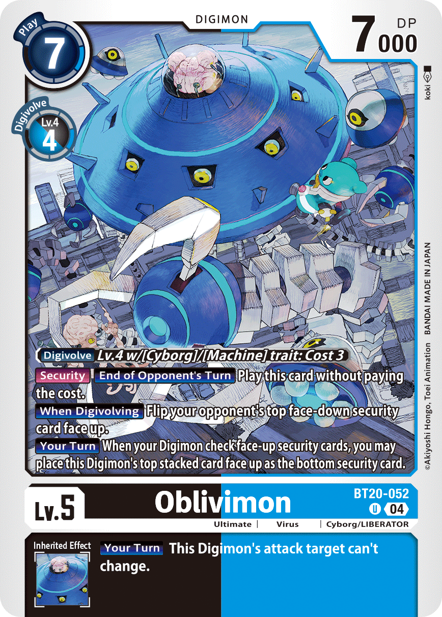 (052) Digimon TCG Special Booster Ver 2.5 Single: Oblivimon (BT20-052)  Uncommon