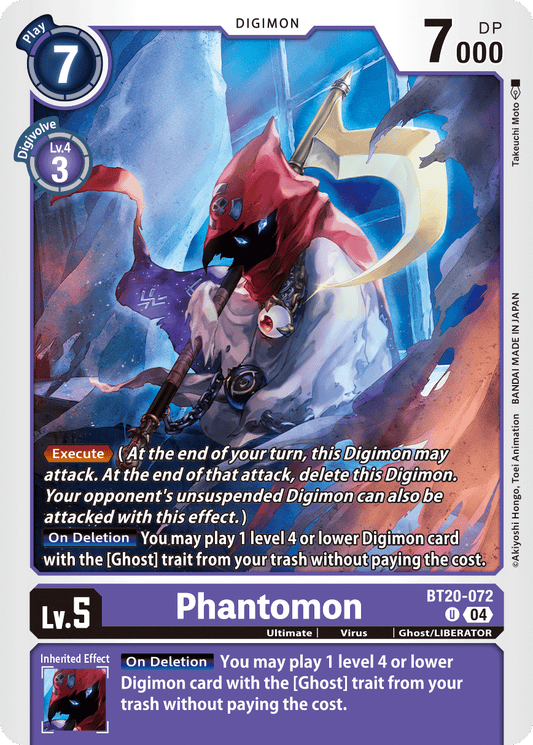 (072) Digimon TCG Special Booster Ver 2.5 Single: Phantomon (BT20-072)  Uncommon