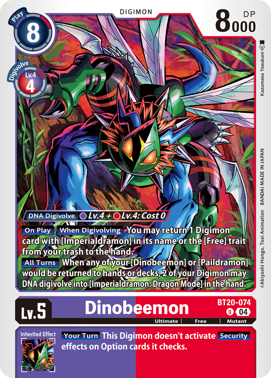 (074) Digimon TCG Special Booster Ver 2.5 Single: Dinobeemon (BT20-074)  Uncommon