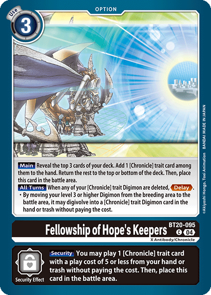 (095) Digimon TCG Special Booster Ver 2.5 Single: Fellowship of Hope's Keepers (BT20-095)  Common