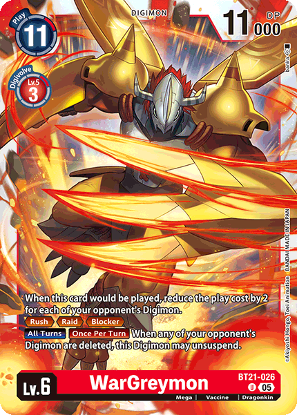 (026) Digimon TCG World Convergence Single: WarGreymon (BT21-026)  Uncommon