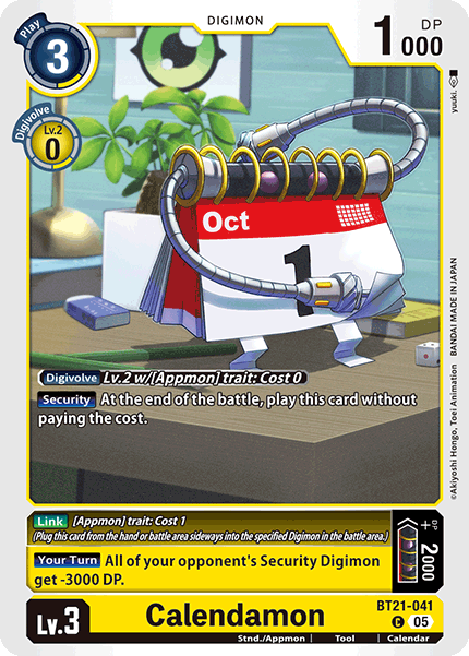 (041) Digimon TCG World Convergence Single: Calendamon (BT21-041)  Common