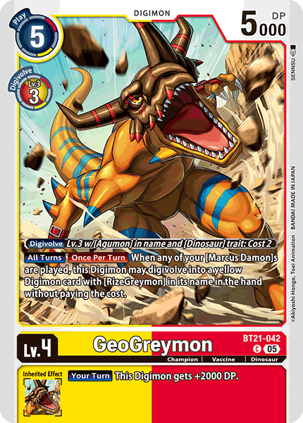 (042) Digimon TCG World Convergence Single: GeoGreymon (BT21-042)  Common