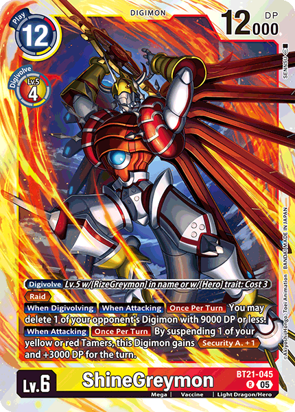 (045) Digimon TCG World Convergence Single: ShineGreymon (BT21-045)  Uncommon