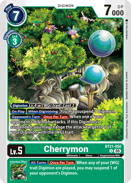 (050) Digimon TCG World Convergence Single: Cherrymon (BT21-050)  Uncommon