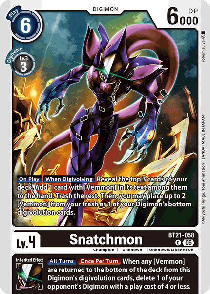 (058) Digimon TCG World Convergence Single: Snatchmon (BT21-058)  Common