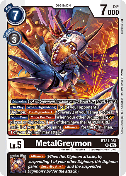 (061) Digimon TCG World Convergence Single: MetalGreymon (BT21-061)  Uncommon