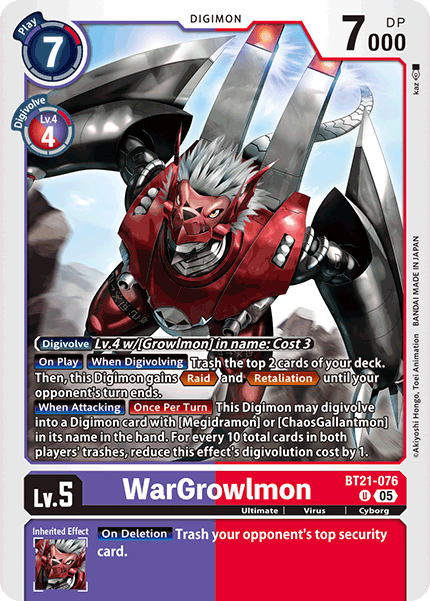 (076) Digimon TCG World Convergence Single: WarGrowlmon (BT21-076)  Uncommon