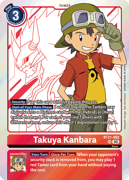 (082) Digimon TCG World Convergence Single: Takuya Kanbara (BT21-082) (V.1)  Super Rare