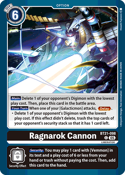 (098) Digimon TCG World Convergence Single: Ragnarok Cannon (BT21-098)  Common