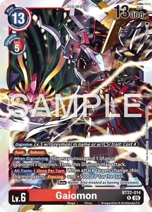 (014) Digimon TCG Cyber Eden Single: Gaiomon (BT22-014)  Rare