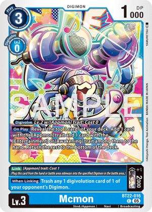 (016) Digimon TCG Cyber Eden Single: Mcmon (BT22-016)  Common