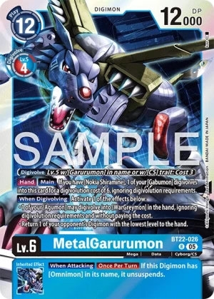 (026) Digimon TCG Cyber Eden Single: MetalGarurumon (BT22-026)  Rare