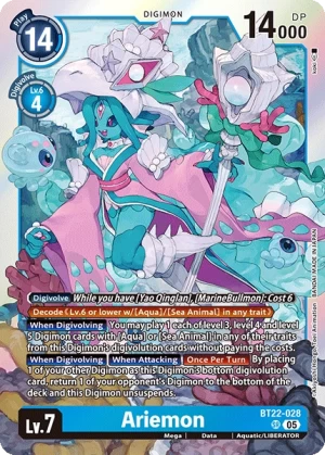 (028) Digimon TCG Cyber Eden Single: Ariemon (BT22-028) (V.1)  Super Rare