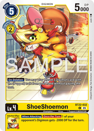 (032) Digimon TCG Cyber Eden Single: ShoeShoemon (BT22-032)  Common