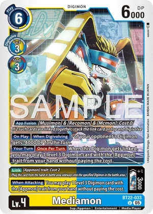 (033) Digimon TCG Cyber Eden Single: Mediamon (BT22-033)  Uncommon