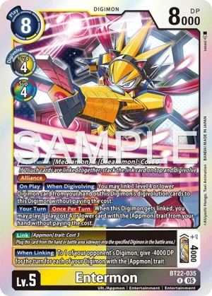 (035) Digimon TCG Cyber Eden Single: Entermon (BT22-035)  Rare