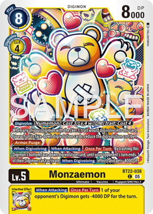 (038) Digimon TCG Cyber Eden Single: Monzaemon (BT22-038)  Common