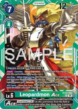 (052) Digimon TCG Cyber Eden Single: Leopardmon Ace (BT22-052) (V.2)  Alternative Art