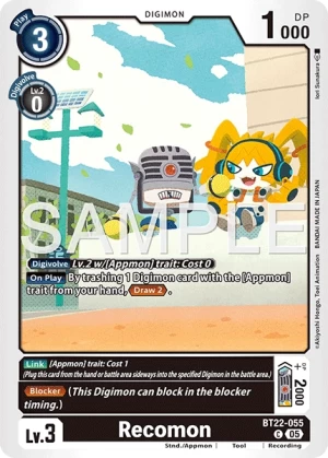 (055) Digimon TCG Cyber Eden Single: Recomon (BT22-055)  Common