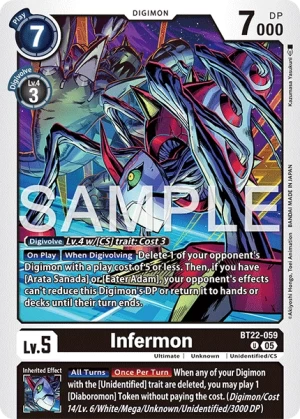 (059) Digimon TCG Cyber Eden Single: Infermon (BT22-059)  Uncommon