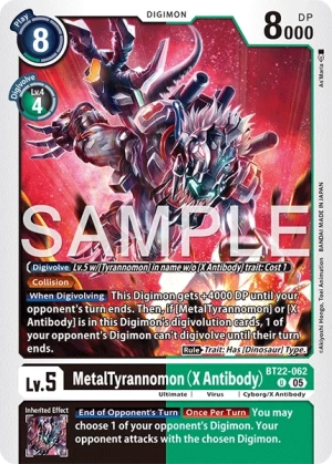 (062) Digimon TCG Cyber Eden Single: MetalTyrannomon (X Antibody) (BT22-062)  Uncommon