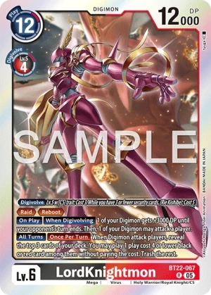 (067) Digimon TCG Cyber Eden Single: LordKnightmon (BT22-067)  Rare