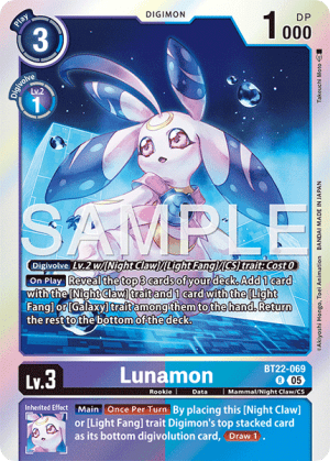 (069) Digimon TCG Cyber Eden Single: Lunamon (BT22-069)  Rare