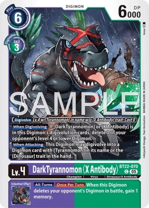 (070) Digimon TCG Cyber Eden Single: DarkTyrannomon (X Antibody) (BT22-070)  Common