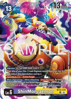 (076) Digimon TCG Cyber Eden Single: ShinMonzaemon (BT22-076)  Rare