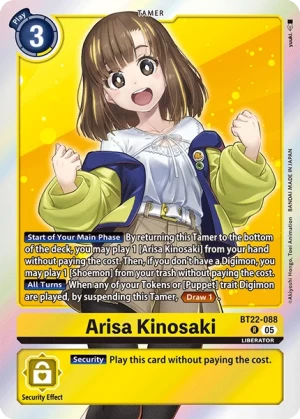 (088) Digimon TCG Cyber Eden Single: Arisa Kinosaki (BT22-088)  Rare