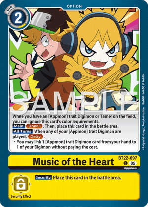 (097) Digimon TCG Cyber Eden Single: Music of the Heart (BT22-097)  Common