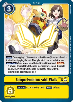 (098) Digimon TCG Cyber Eden Single: Unique Emblem: Fable Waltz (BT22-098)  Uncommon