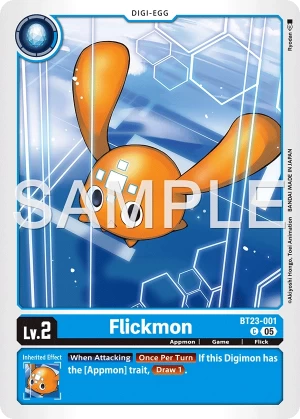 (001) Digimon TCG Hackers' Slumber Single: Flickmon (BT23-001)  Common