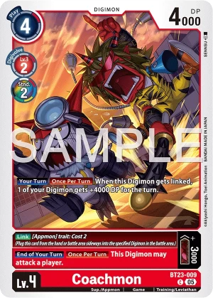 (009) Digimon TCG Hackers' Slumber Single: Coachmon (BT23-009)  Common