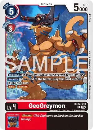 (010) Digimon TCG Hackers' Slumber Single: GeoGreymon (BT23-010)  Common