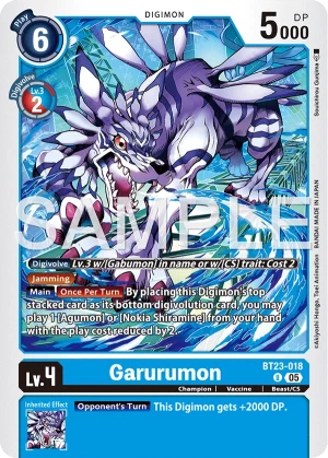 (018) Digimon TCG Hackers' Slumber Single: Garurumon (BT23-018)  Uncommon