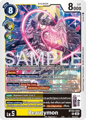 (033) Digimon TCG Hackers' Slumber Single: Beautymon (BT23-033)  Rare