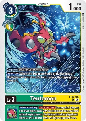 (037) Digimon TCG Hackers' Slumber Single: Tentomon (BT23-037)  Uncommon