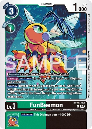 (038) Digimon TCG Hackers' Slumber Single: FunBeemon (BT23-038)  Common